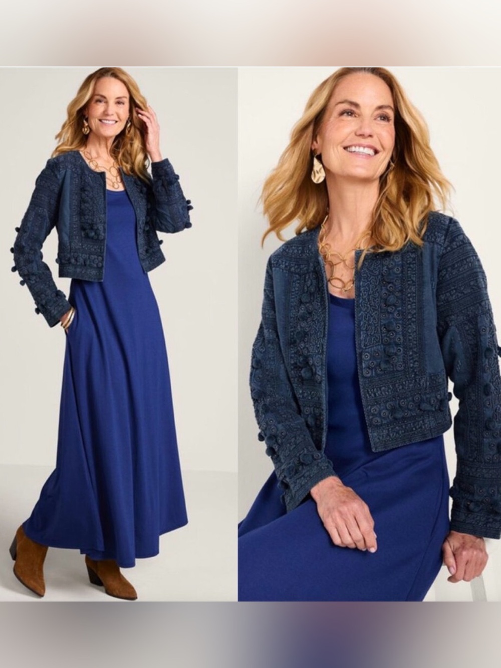 Soft Surroundings Indigo Blue Theodora Bolero Size S